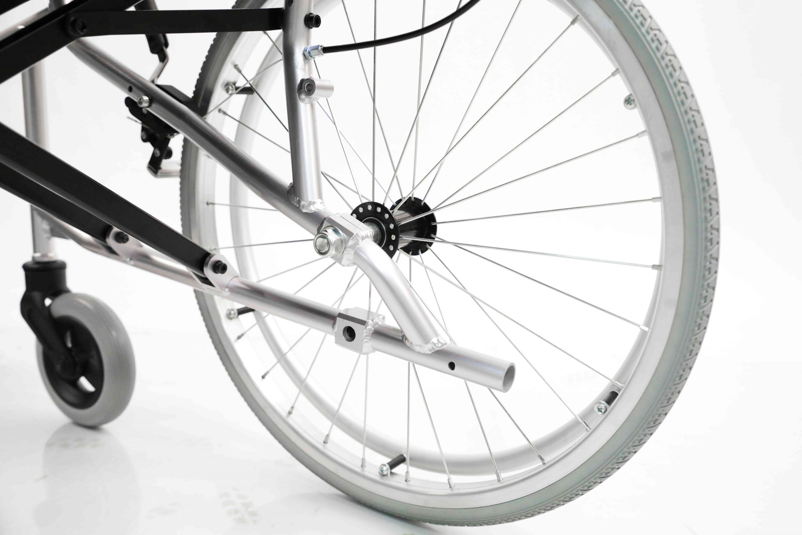 Side View of Wheelchair Rear Wheel and Frame