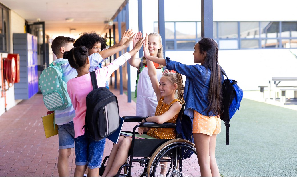 Students on wheelchair